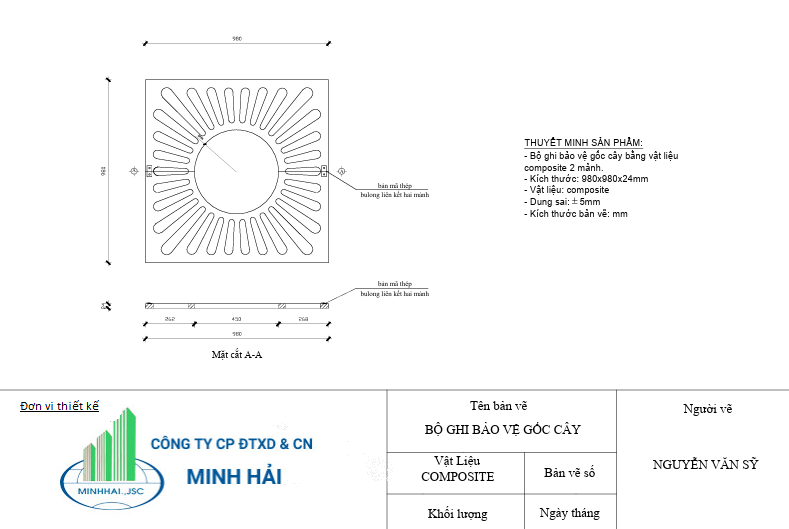 ghi bảo vệ gốc cây composite
